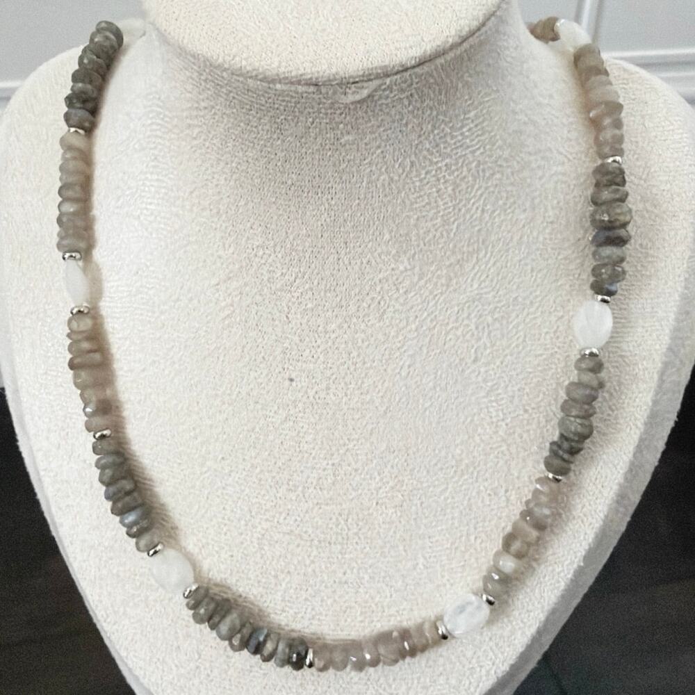 Second Bloom Studio Artisan Made Labradorite Moonstone Necklace 18" AB Shimmer